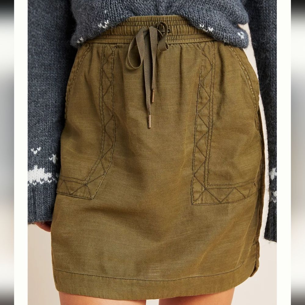 Pilcro Pilcro Lea Utility Mini Green Skater Cargo Skirt Knee-Length Casual XS